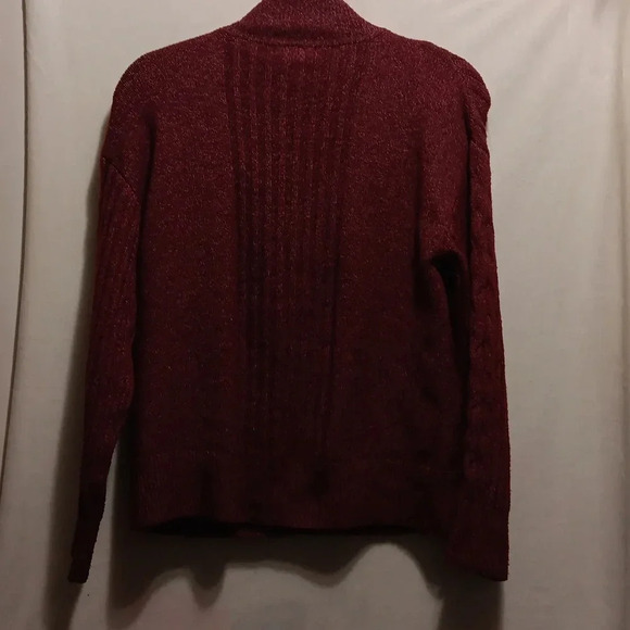 Womens S Design History Mock Neck 1/4 Zip- Up Maroon White Heathered Sweater - Picture 5 of 6